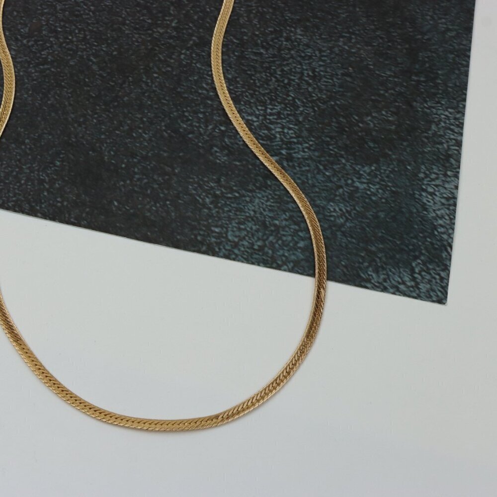 Elegant Rose Gold Flat Herringbone Chain Necklace, XPNL0259 - Picture 9 of 12